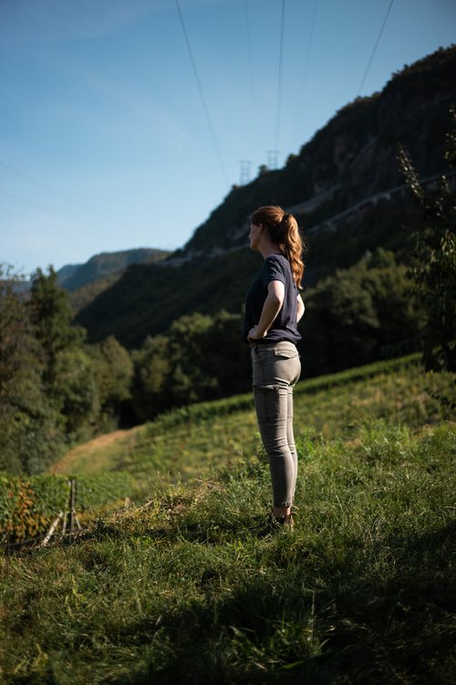 Fenja Hinz in his vineyard in Montagna, Südtirol - South Tyrol.